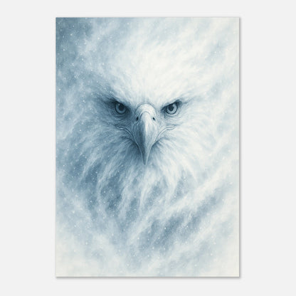 Detailed Frost Eagle poster – winter animal portrait print with snow-like feathers by DEFA