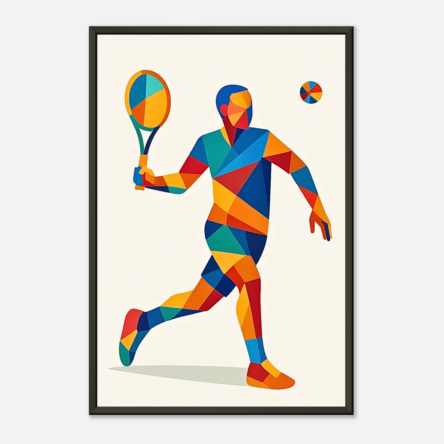 Geometric Serve Tennis Wandbild im schwarzen Metallrahmen | Abstrakte Bewegung und Farbe vereint | Sportliche Wandkunst von DEFA Designs
