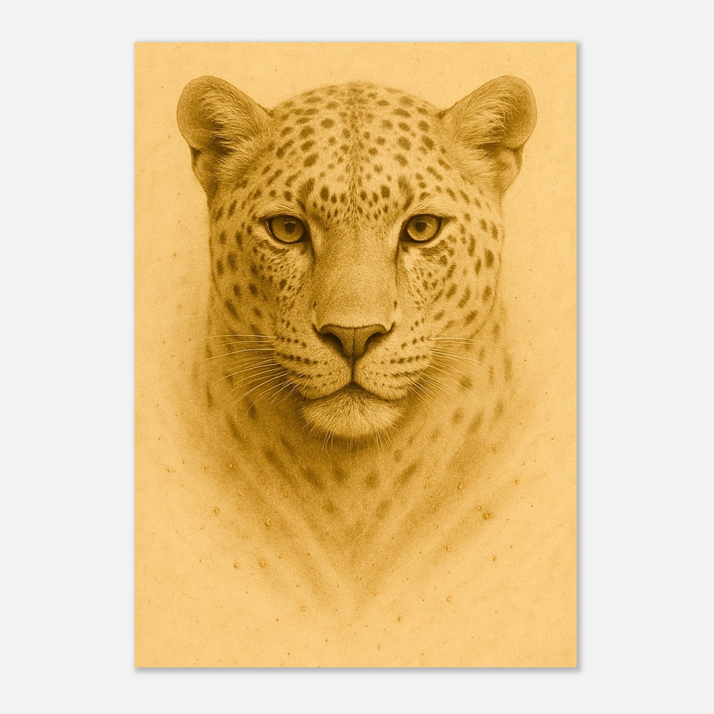 Seitenansicht vom Golden Focus Poster – goldener Leopard auf hochwertigem Druck