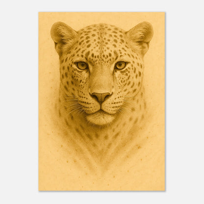 Seitenansicht vom Golden Focus Poster – goldener Leopard auf hochwertigem Druck