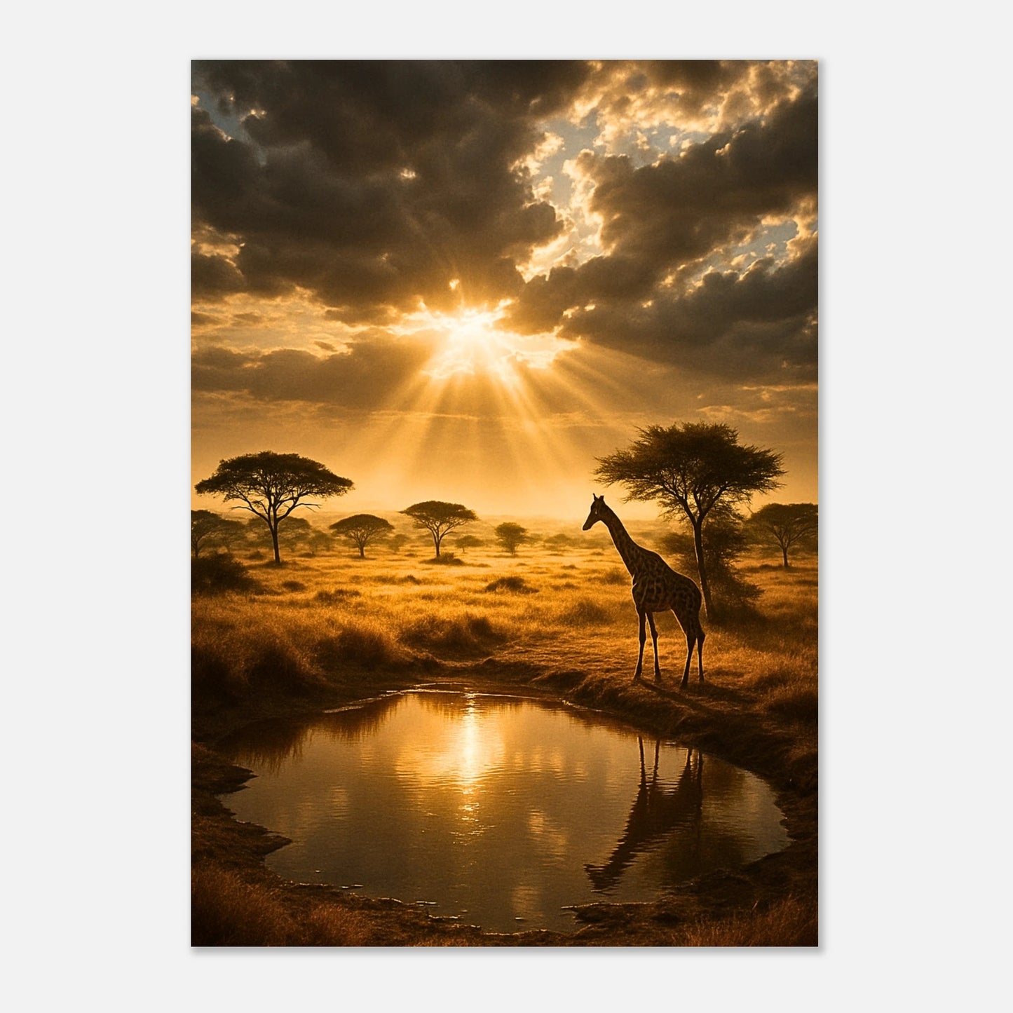 Golden Savannah African sunset poster without frame – elegant nature print for wall decoration and home styling.
