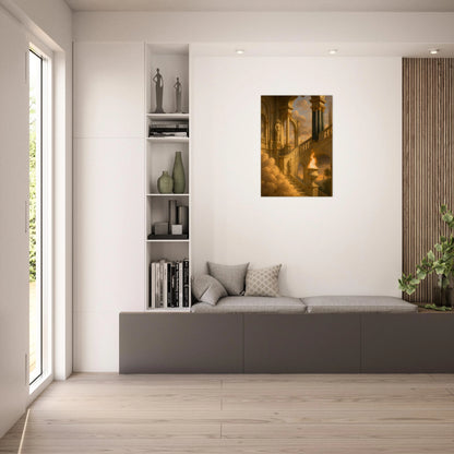 Golden Stairway poster – classical wall art in bright modern living room interior design
