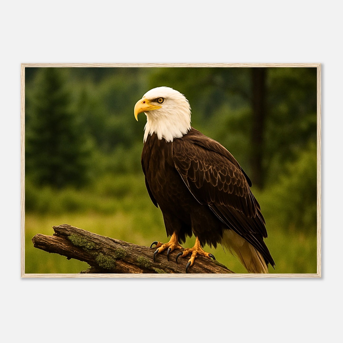 Guardian of the Heights Adler Poster mit hellbraunem Holzrahmen – stilvolle Wanddeko mit Adler als Symbol der Freiheit.