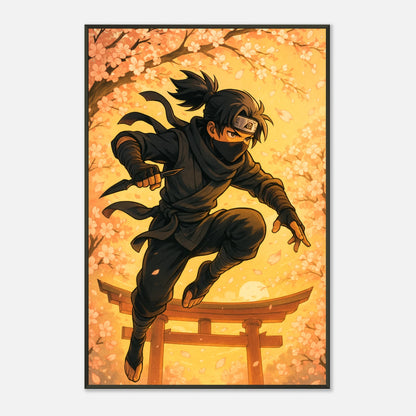 Detailansicht des HANAKAGE Shadow in Bloom Posters – hochwertige Druckstruktur, Metallrahmen schwarz, feine Linien und Farben.