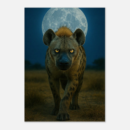 Nahaufnahme vom Wild Nights Poster – detailreiche Darstellung einer Hyäne mit intensivem Blick.