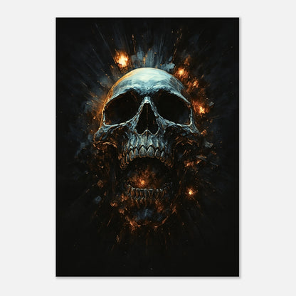 Infernal Skull Dark Fantasy Artwork – ungerahmtes Gothic Poster mit Totenschädel-Design, perfekt als Wanddeko oder Bodenpräsentation.
