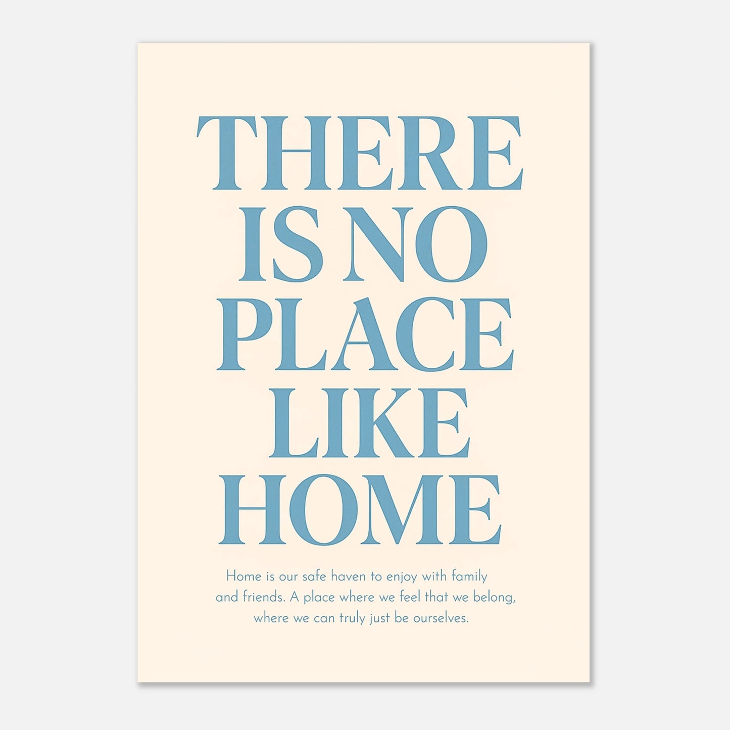 Inspirational wall art – There Is No Place Like Home poster with modern typography design