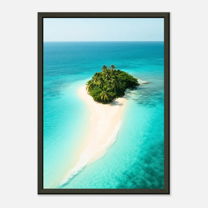 Island Escape Poster Seitenansicht – eleganter schwarzer Metallrahmen und brillante Farbtiefe, perfekte Balance aus Luxus und Natürlichkeit.