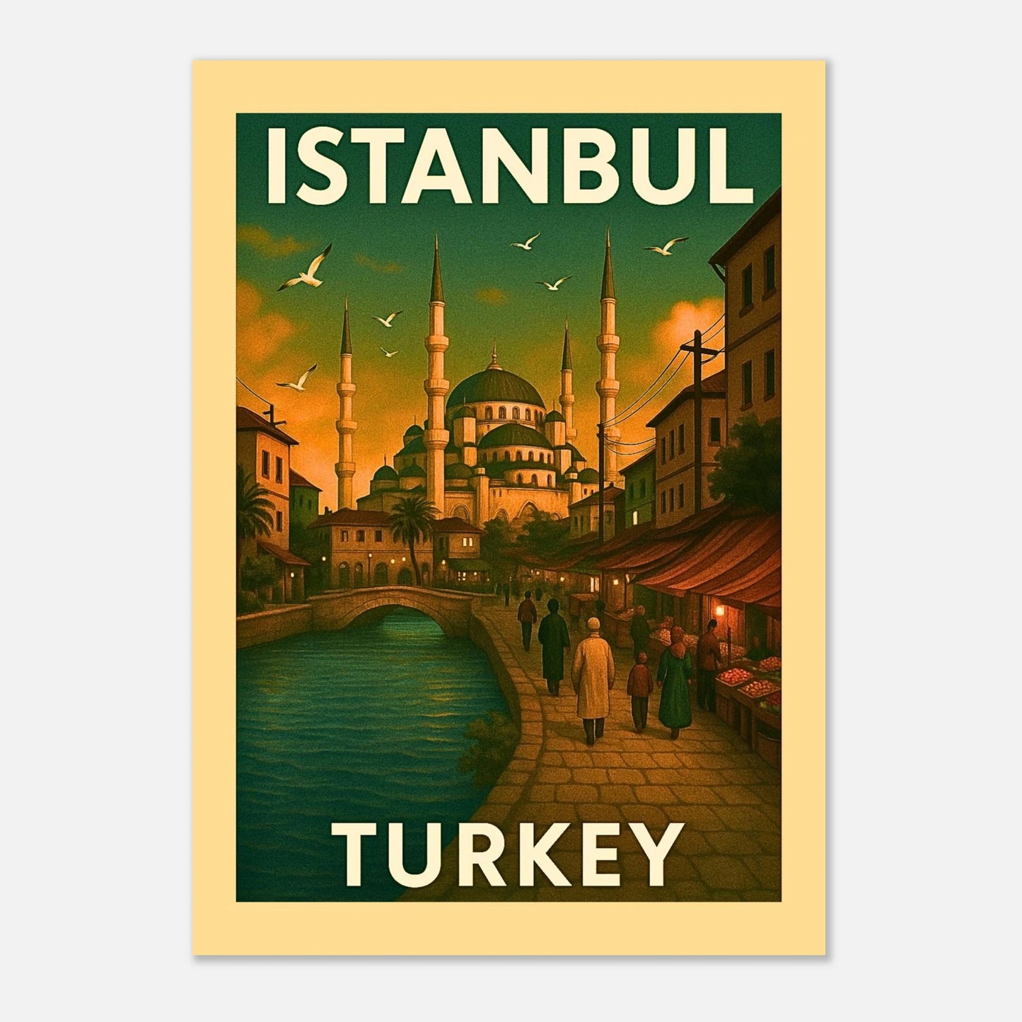 Retro Wandbild Istanbul Türkei – dekoratives Poster im Vintage-Stil, Kunstdruck auf hochwertigem Papier.