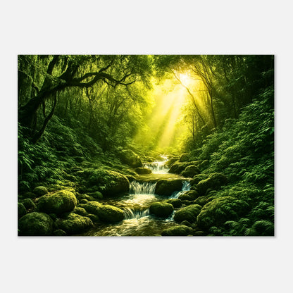 "Jungle forest wall art – premium poster mockup with sunlight and trees"