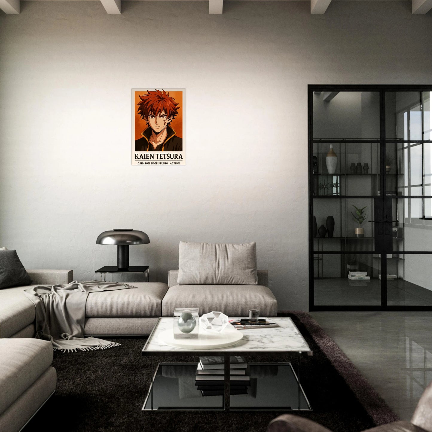 Anime Poster Kaien Tetsura – Flame Born, Battle Forged. Moderne Wandkunst mit feurigem Design für Anime Fans weltweit