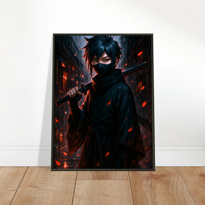 „KURA YAMI – Whisper in the Rain“ an die Wand gelehnt – edles Anime-Design mit dunkler Aura | DEFA Designs