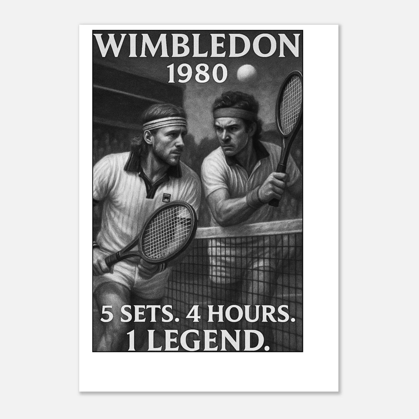 Legendary Tennis Poster – Wimbledon 1980 Wall Art Print Celebrating Epic Match