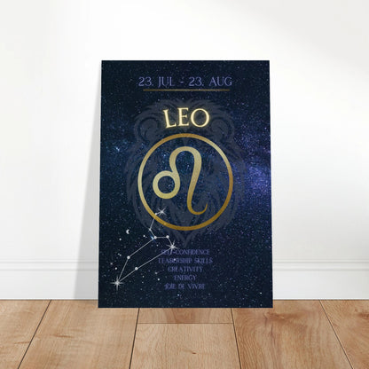 Leo Poster in stilvollem Wohnzimmer – Mockup mit moderner Einrichtung und auffälliger Wandkunst für astrologische Deko