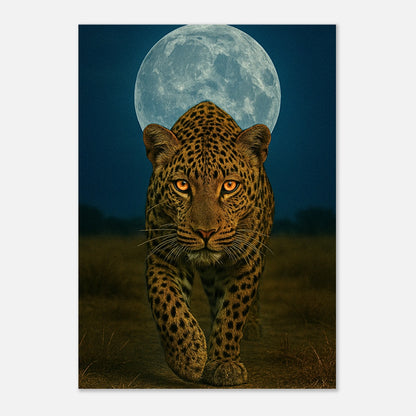 Elegant leopard artwork under moonlight – high-resolution wildlife wall print