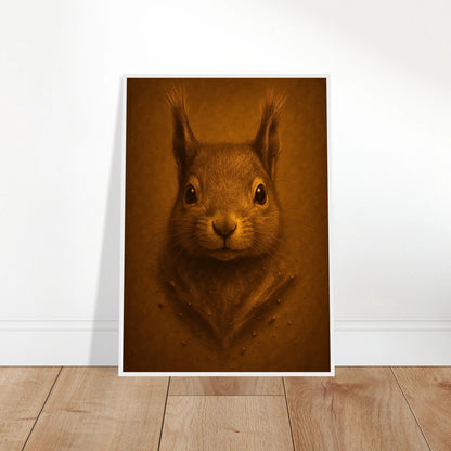 Little Guardian Eichhörnchen Poster angelehnt an die Wand – minimalistische Dekoidee für Naturfreunde.