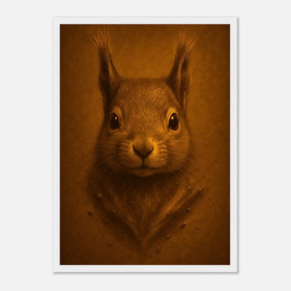 Little Guardian Eichhörnchen Poster mit weißem Holzrahmen – moderne Wanddekoration mit Waldtier-Motiv.
