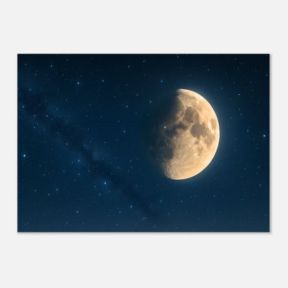 Detailansicht Poster „Lunar Silence“ – matte Premium-Qualität, Mond im Nachthimmel mit Sternen.