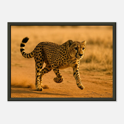 Modernes Tierposter „Desert Sprint“ mit schwarzem Metallrahmen – ästhetische Wandkunst für zeitlose Einrichtung | DEFA Designs