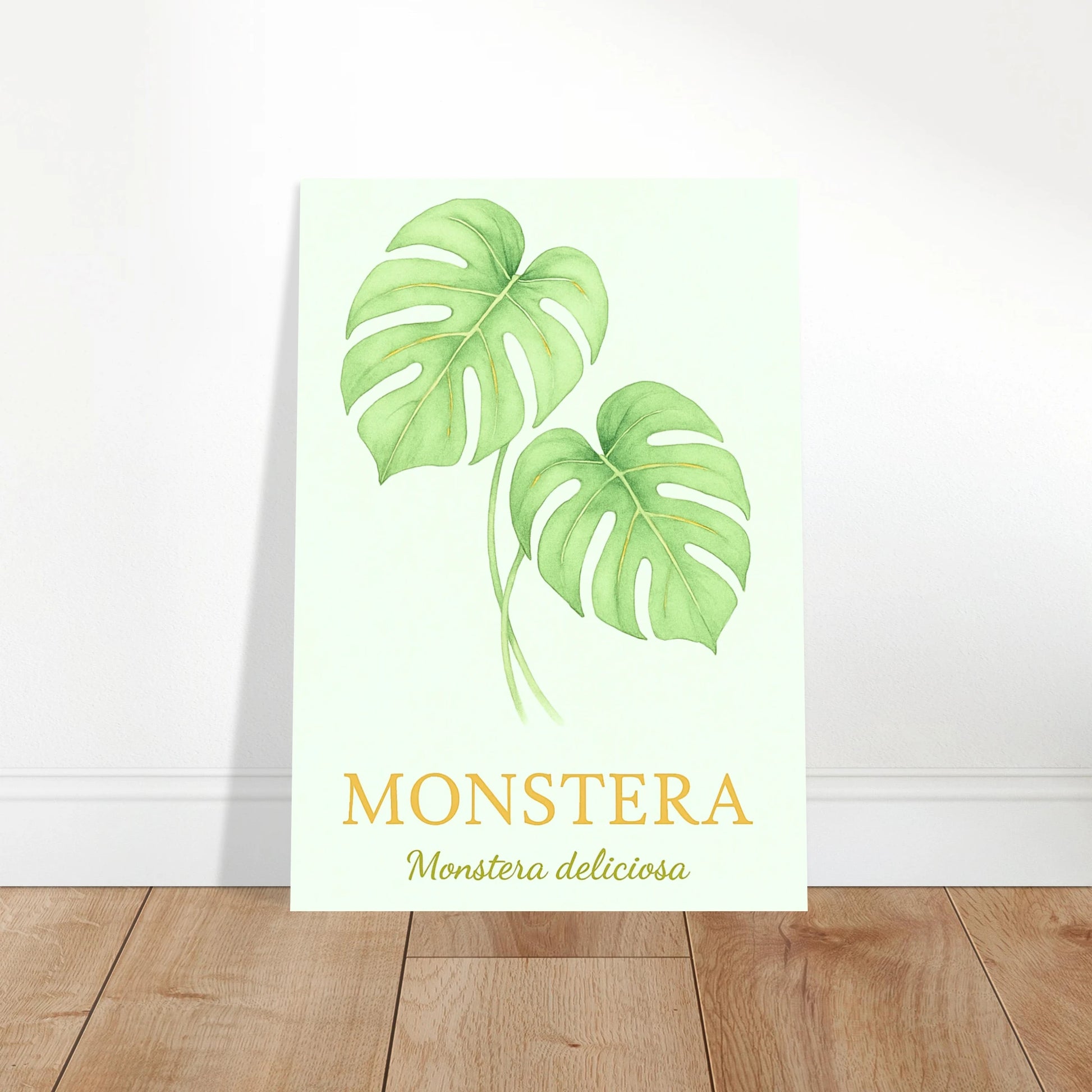 „Monstera – Botanical Elegance“ Poster – stilvolle botanische Wanddekoration im Wohnzimmer mit frischem, natürlichem Flair.