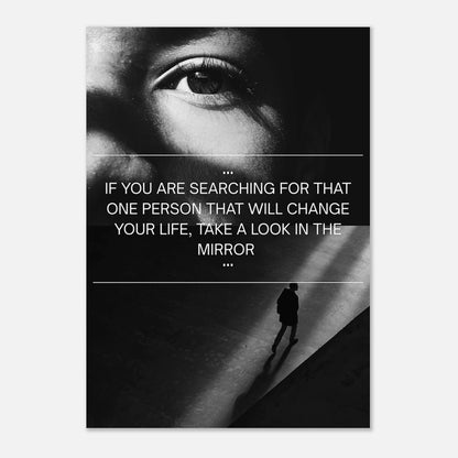 Motivational quote poster – Look in the Mirror inspirational wall print in black and white for modern decor