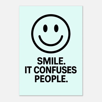Motivational poster – Smile ice blue wall art print with bold black typography and smiley icon
