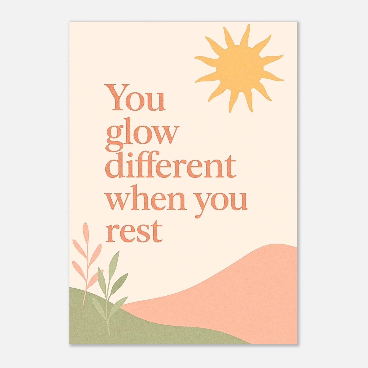Motivational wall art – You Glow Different poster with pastel tones for wellness and modern interiors