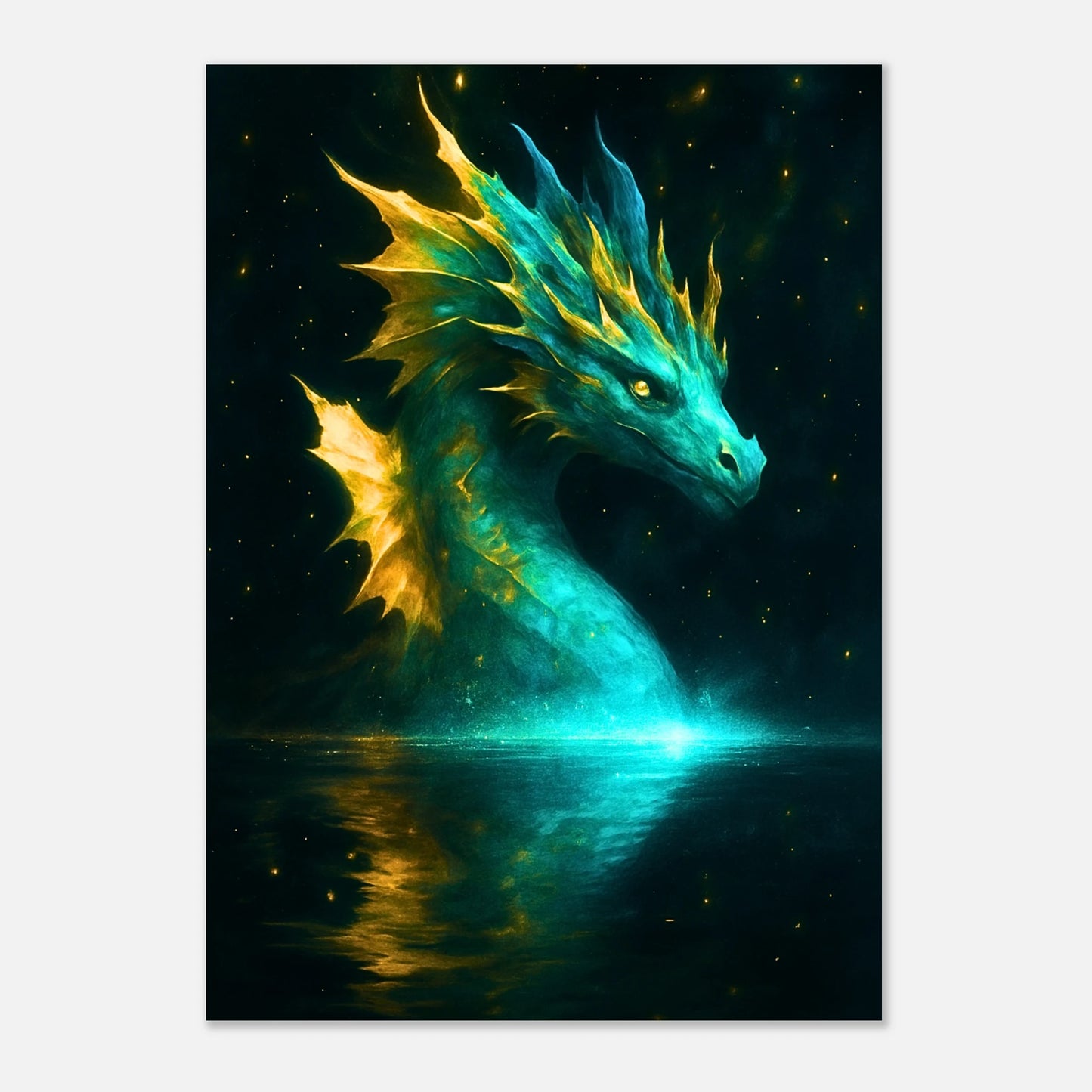 Poster Mystic Water Dragon – Mystische Kreatur als detailreiche Fantasy Kunst für Zuhause