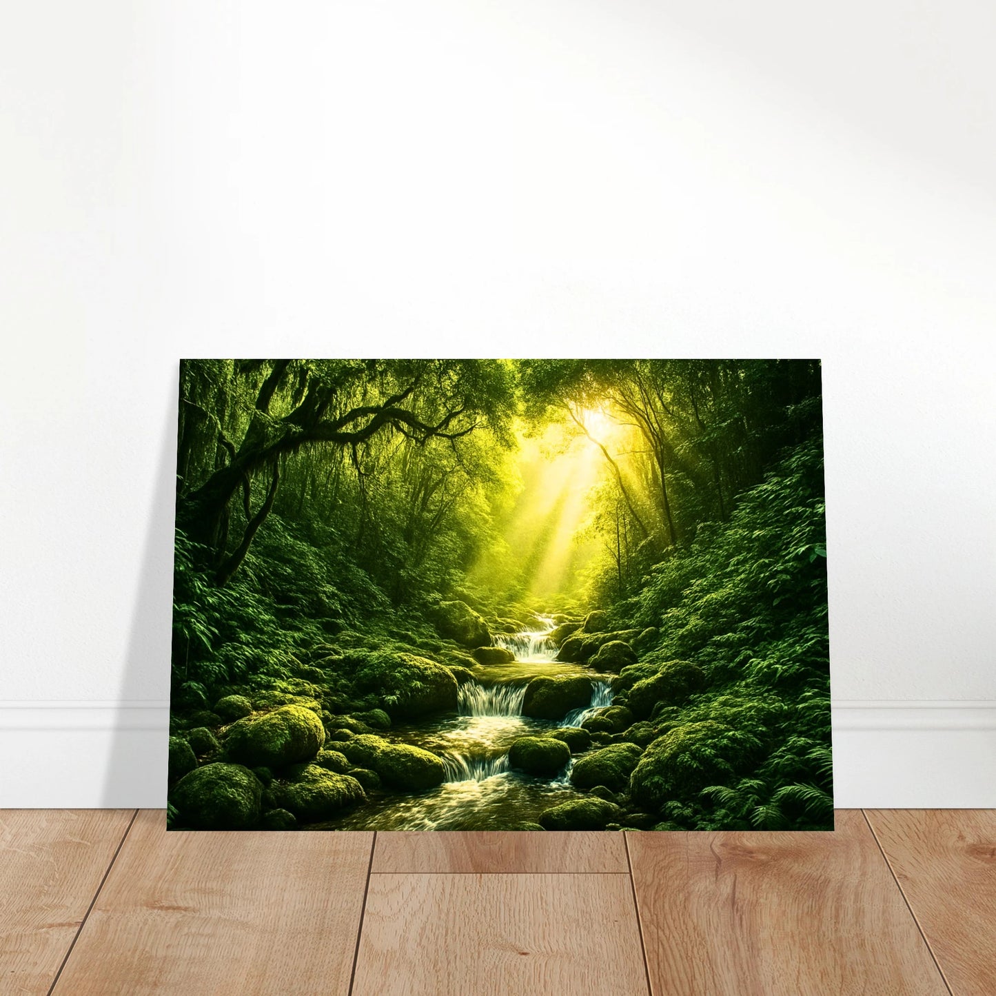 "Nature art print – jungle poster on wood surface, unframed premium print"
