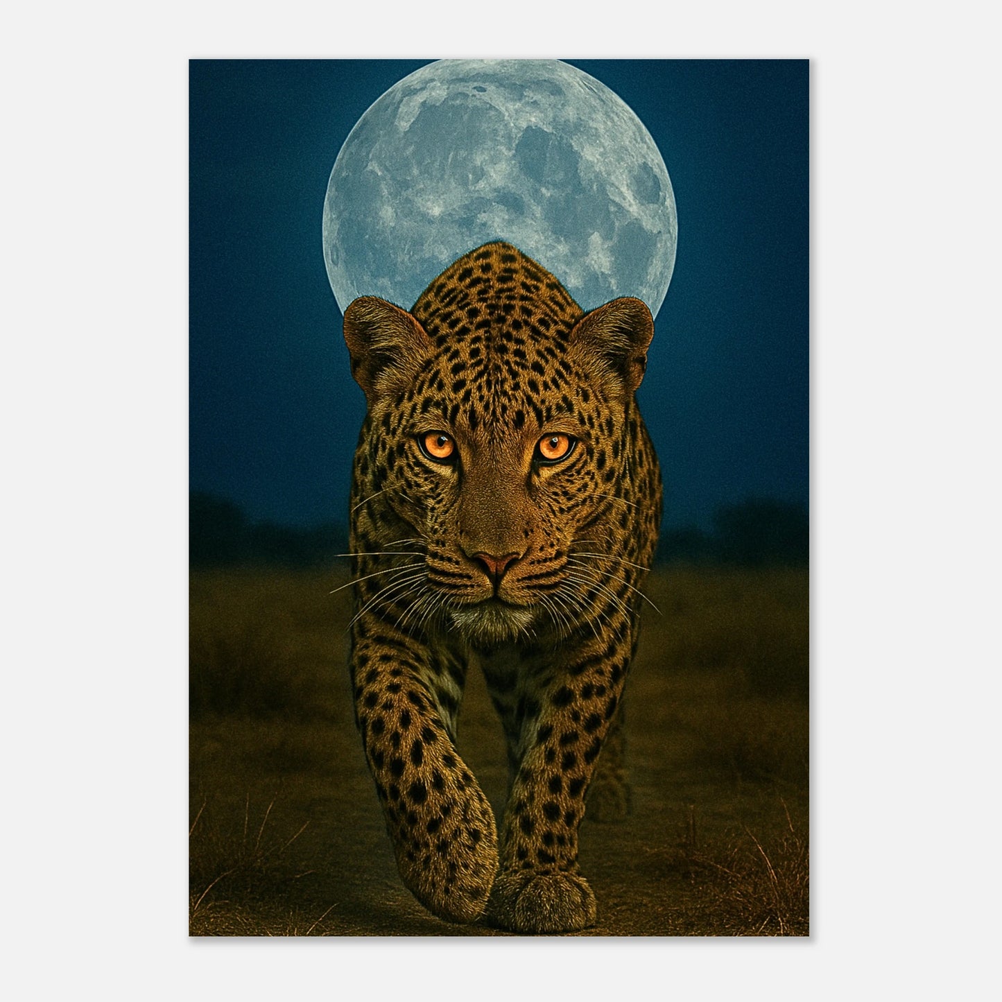 Stylish nature wall art – leopard print with moon, perfect for modern decor