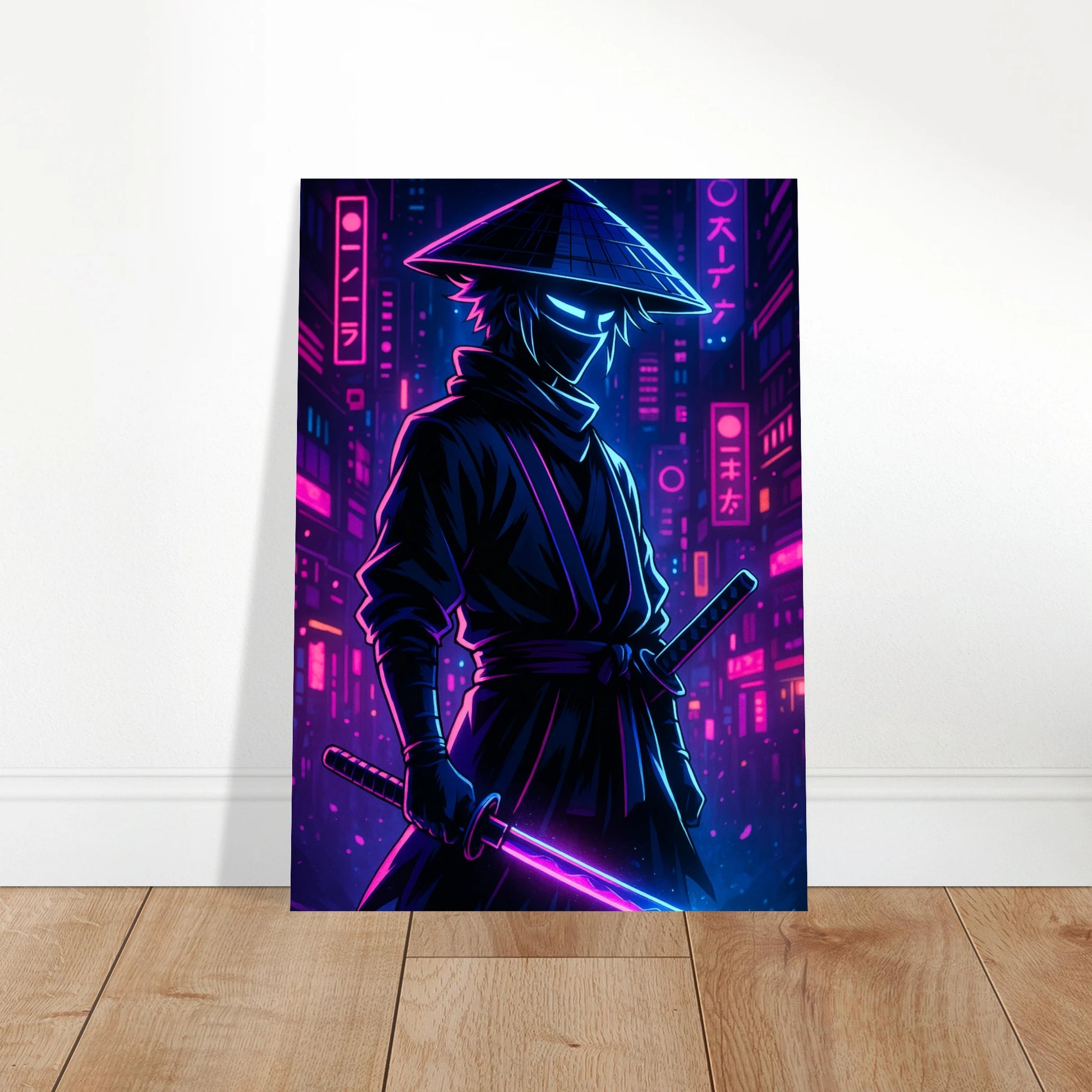 Anime Room Decor – NEON RONIN Ghost of the Grid Poster, futuristische Wanddekoration im modernen Interior