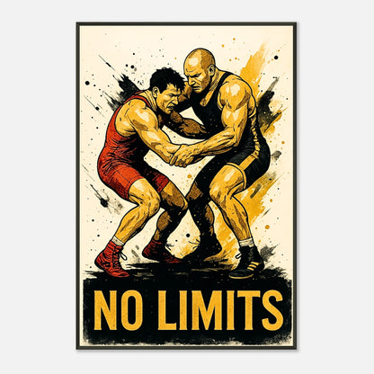 Dynamisches „No Limits“ Wrestling-Poster – sportliche Wandkunst mit Stärke & Entschlossenheit | DEFA Designs