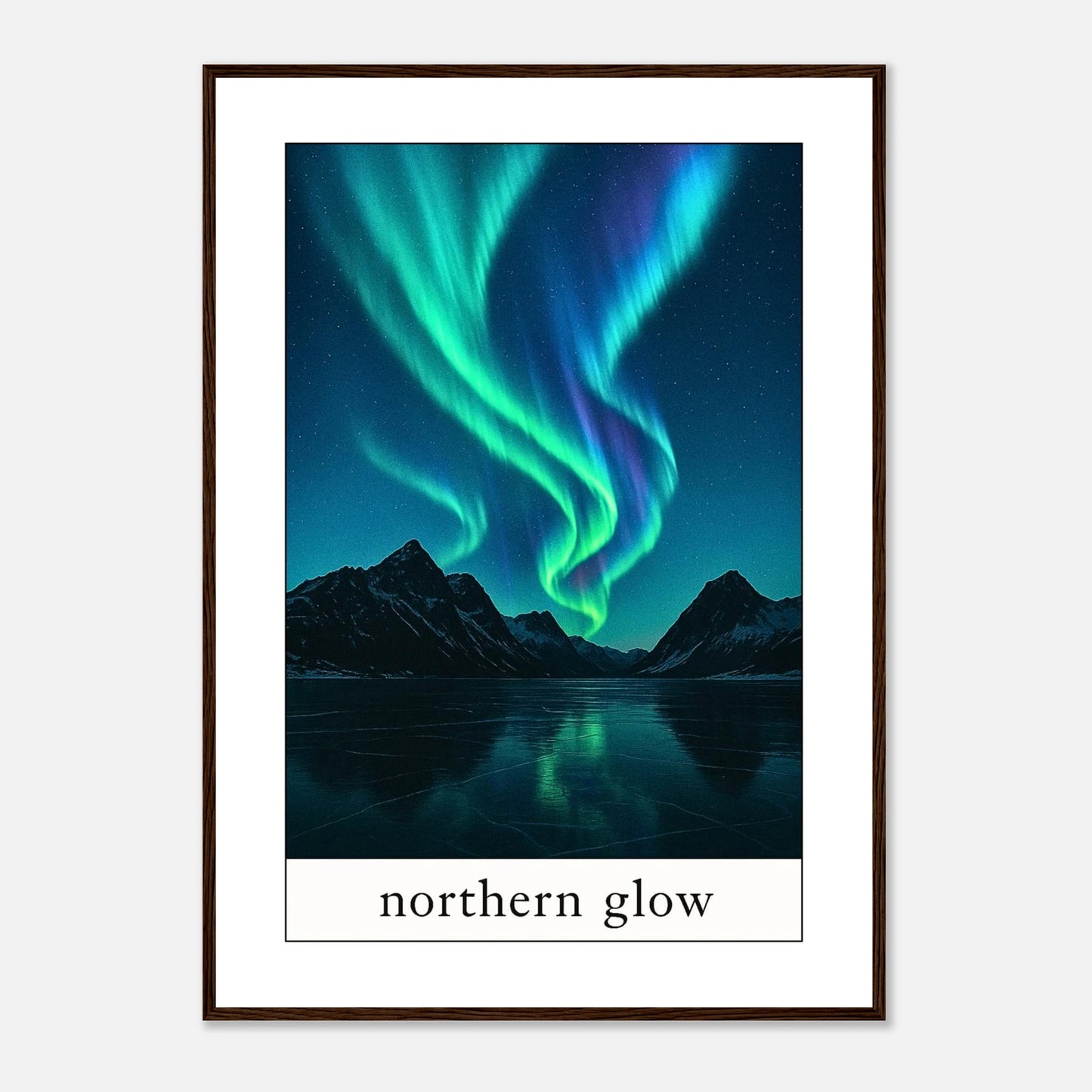 Nordlichter Poster „Northern Glow“ ohne Rahmen – Aurora Borealis Wandbild mit leuchtenden Farben