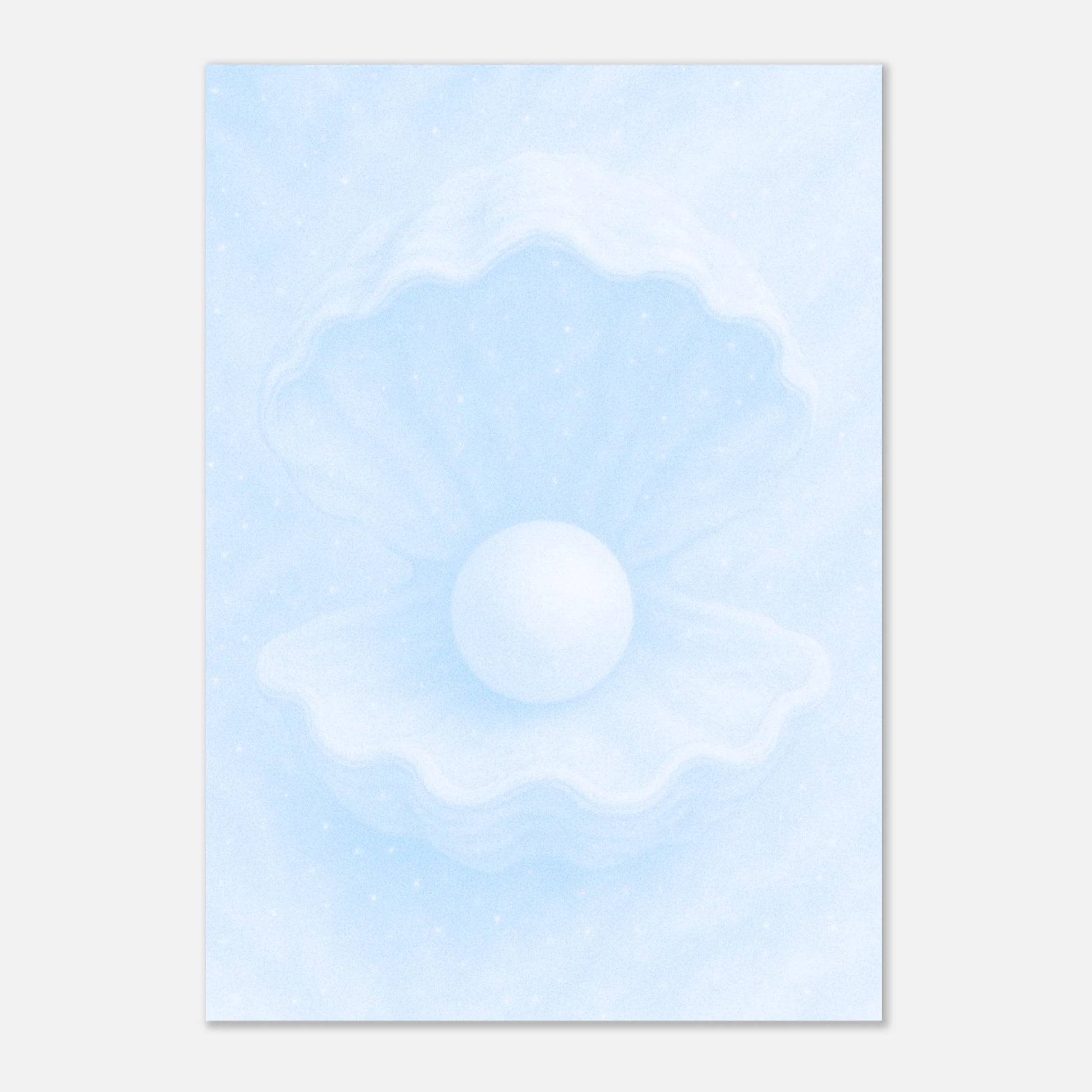 Ocean’s Secret Poster – abstraktes Meereskunstwerk ohne Rahmen, auf Tisch präsentiert.