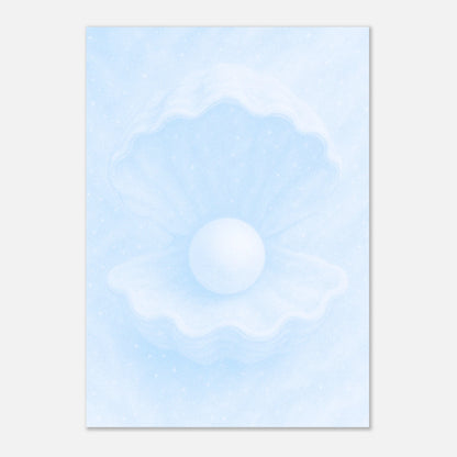 Ocean’s Secret Poster – abstraktes Meereskunstwerk ohne Rahmen, auf Tisch präsentiert.