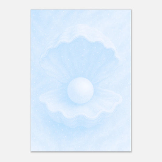 Ocean’s Secret Poster – abstrakte Meereskunst in Pastellblau, hochwertiger Kunstdruck ohne Rahmen.