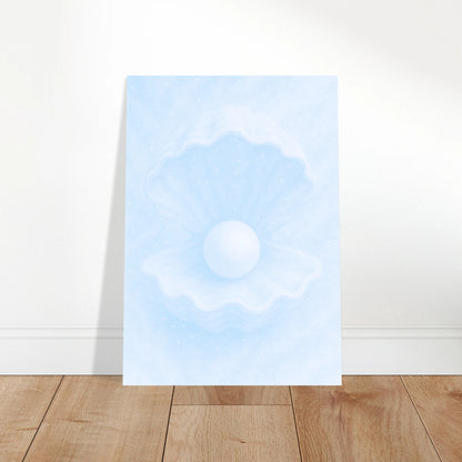 Ocean’s Secret Poster als stilvolle abstrakte Meereskunst im modernen Wohnzimmer.