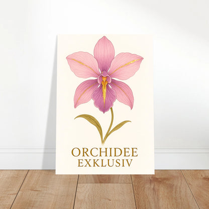 „Orchid Grace“ Poster – elegante Orchideenblüte als stilvolle Wanddekoration im Wohnzimmer, beruhigende Farbwirkung.