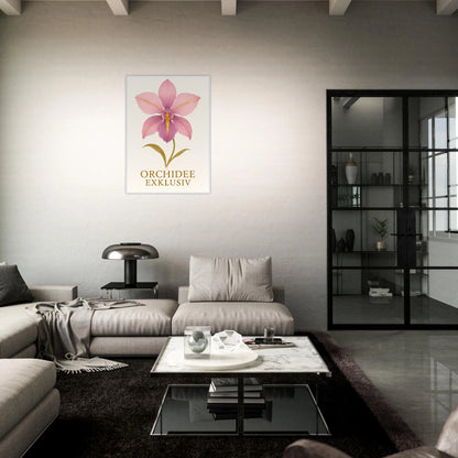 Orchid Grace Poster – Orchideen Wandbild über Sofa im modernen Wohnzimmer