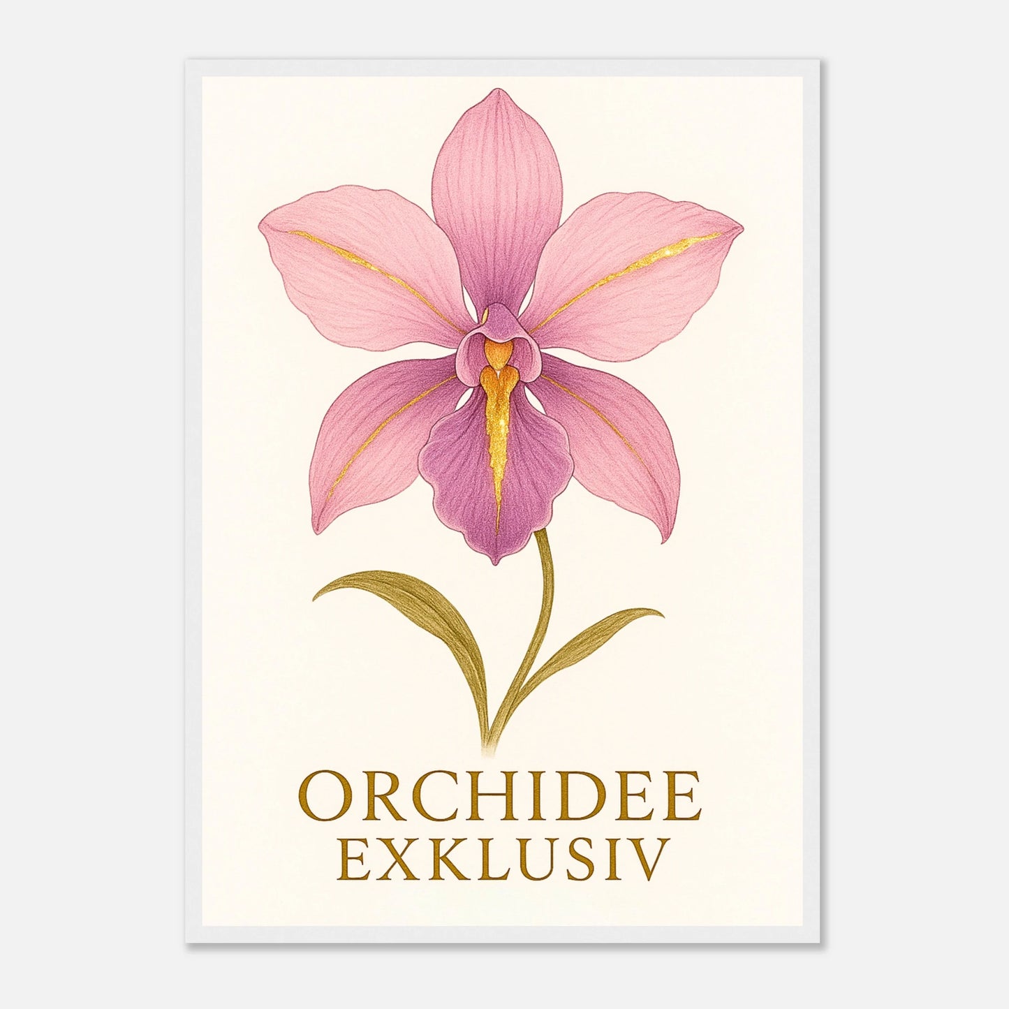 Orchid Grace Poster mit weißem Holzrahmen – exklusives Orchideen Poster für stilvolle Raumgestaltung