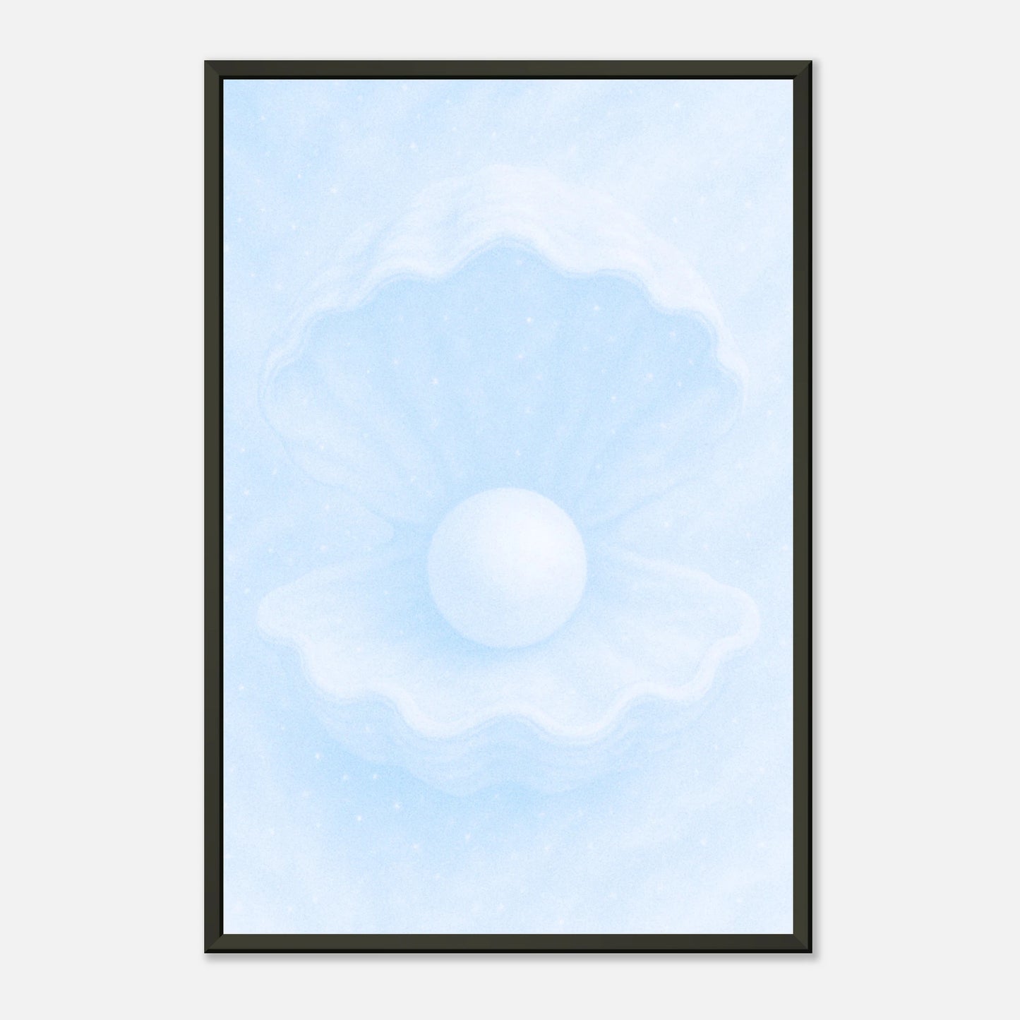 Elegantes Perlenposter „Ocean’s Secret“ im schwarzen Metallrahmen – stilvolle Wandkunst inspiriert von der Ruhe des Meeres | DEFA Designs