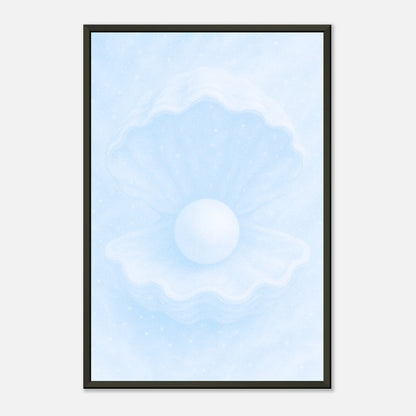 Elegantes Perlenposter „Ocean’s Secret“ im schwarzen Metallrahmen – stilvolle Wandkunst inspiriert von der Ruhe des Meeres | DEFA Designs