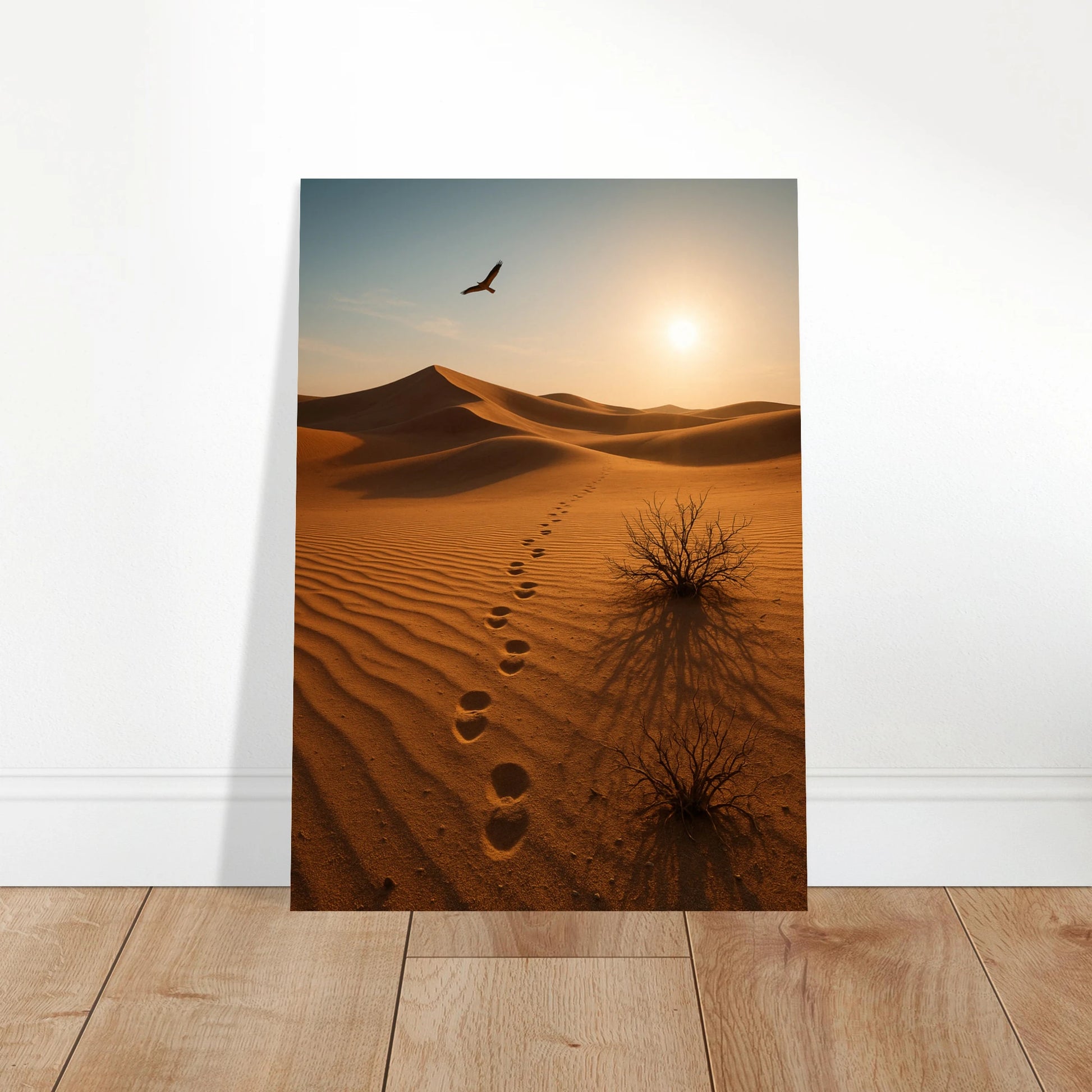 Wüstenposter Desert Journey ohne Rahmen – minimalistisches Design angelehnt an Wand