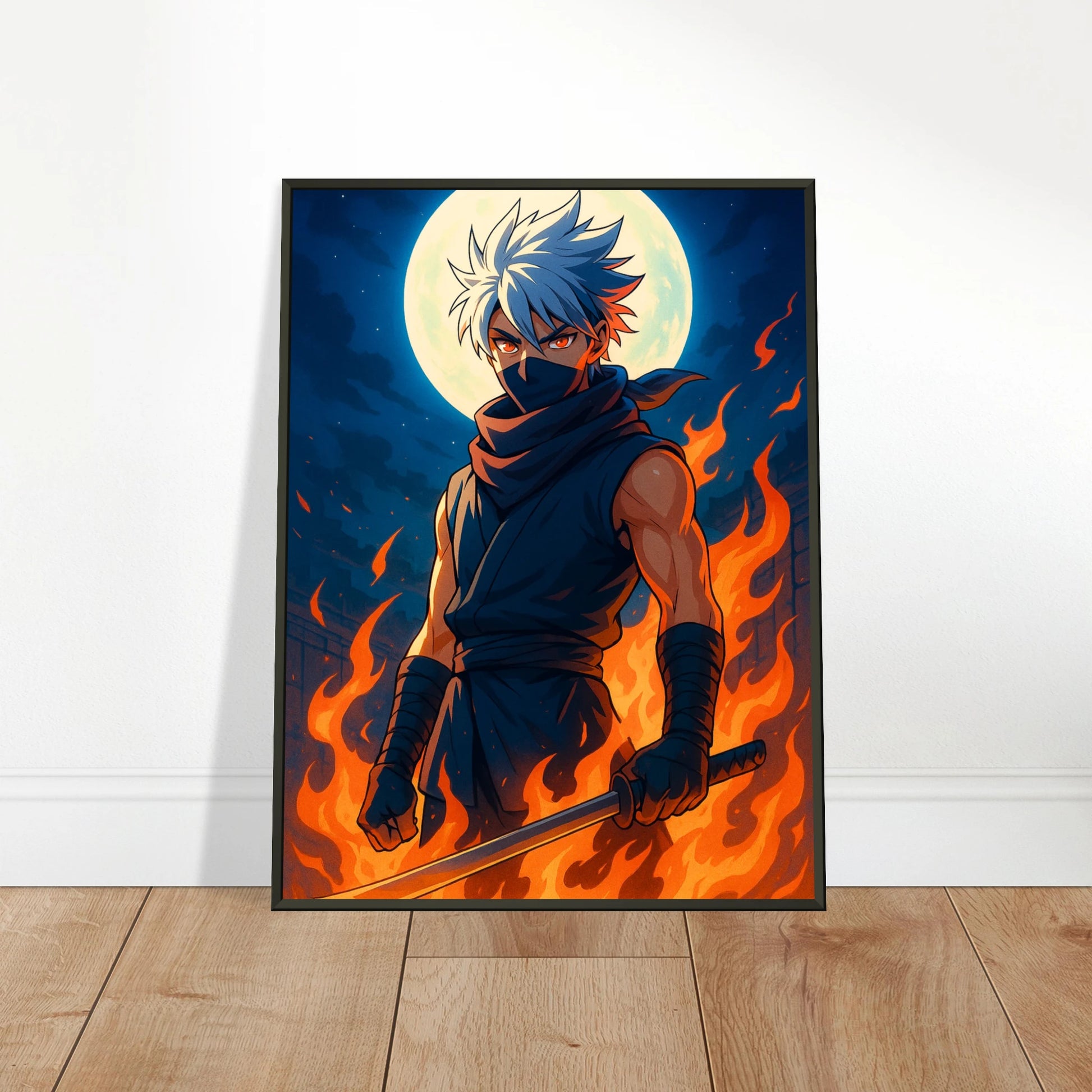 Reika Anime Poster im schwarzen Metallrahmen an der Wohnzimmerwand – moderne und stilvolle Anime Raumdekoration