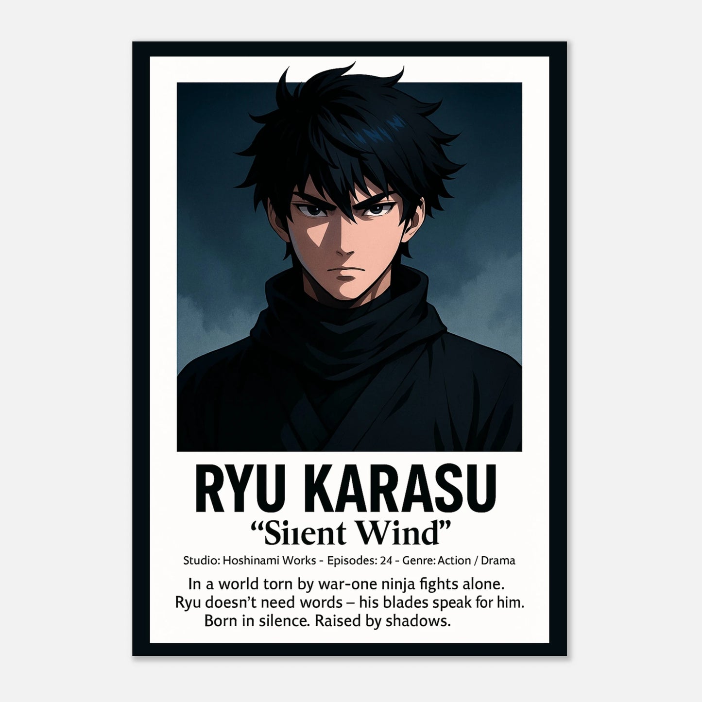 Anime Poster RYU KARASU – Blade of the Silent Wind | Samurai Kunst ohne Rahmen | Moderner Wanddruck von DEFA