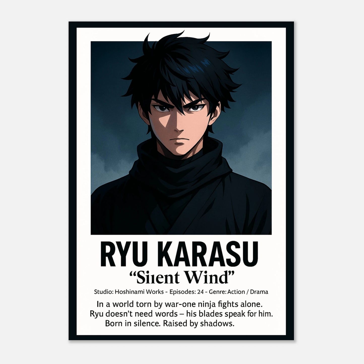 Detailansicht Anime Poster RYU KARASU | Samurai Wandbild ohne Rahmen | Exklusiver Anime Kunstdruck von DEFA