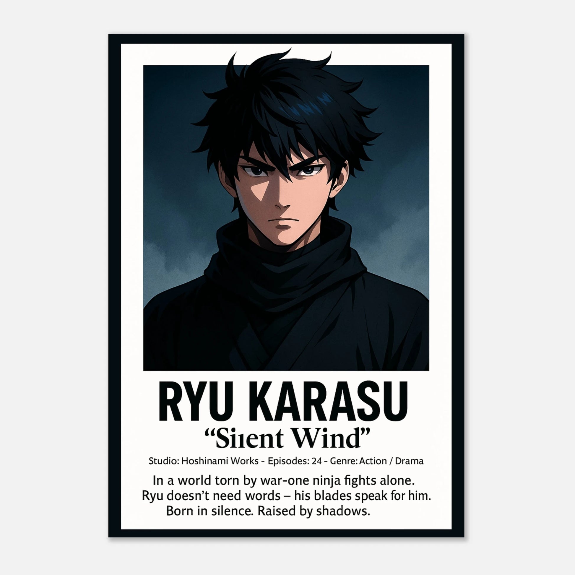 Detailansicht Anime Poster RYU KARASU | Samurai Wandbild ohne Rahmen | Exklusiver Anime Kunstdruck von DEFA