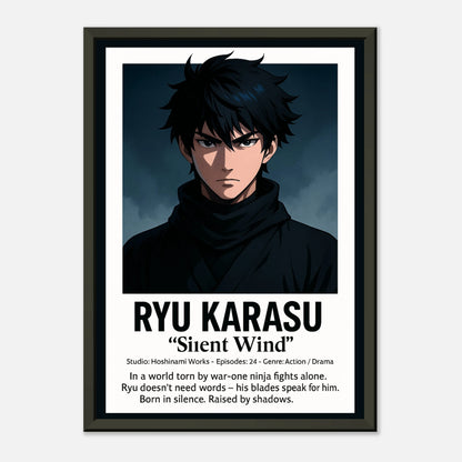 „RYU KARASU“ Anime-Poster – stiller Krieger in dunkler Atmosphäre, inspiriert von Samurai-Stil | DEFA Designs