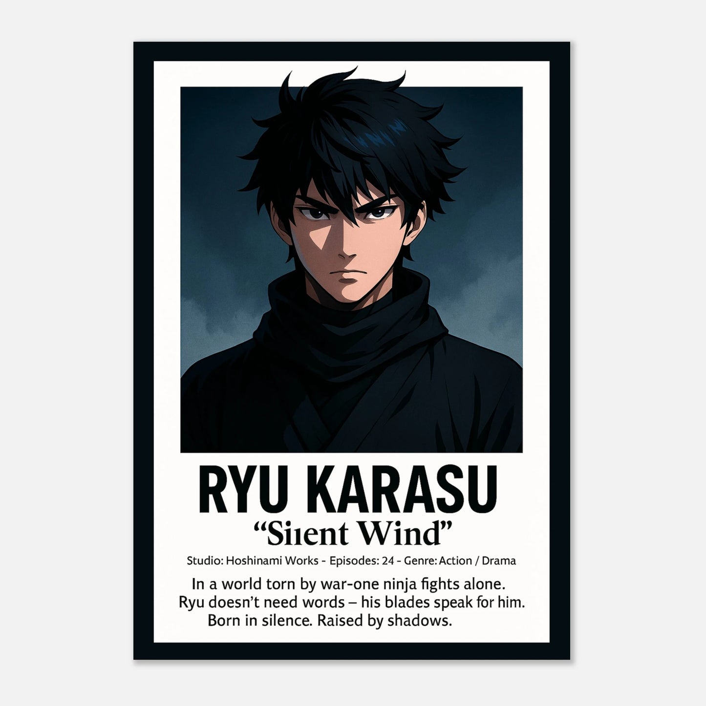 RYU KARASU Anime Poster mit weißem Rand | Samurai Artwork | Hochwertige Wanddeko für Wohnzimmer, Büro oder Schlafzimmer