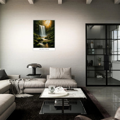 Sacred Falls Poster Wasserfall – ruhiges Natur Wandbild als Dekoration im Esszimmer